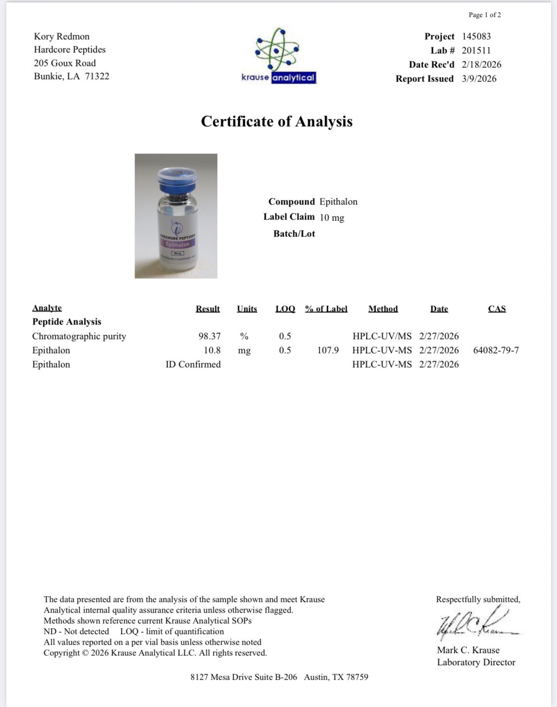 Epithalon 10MG