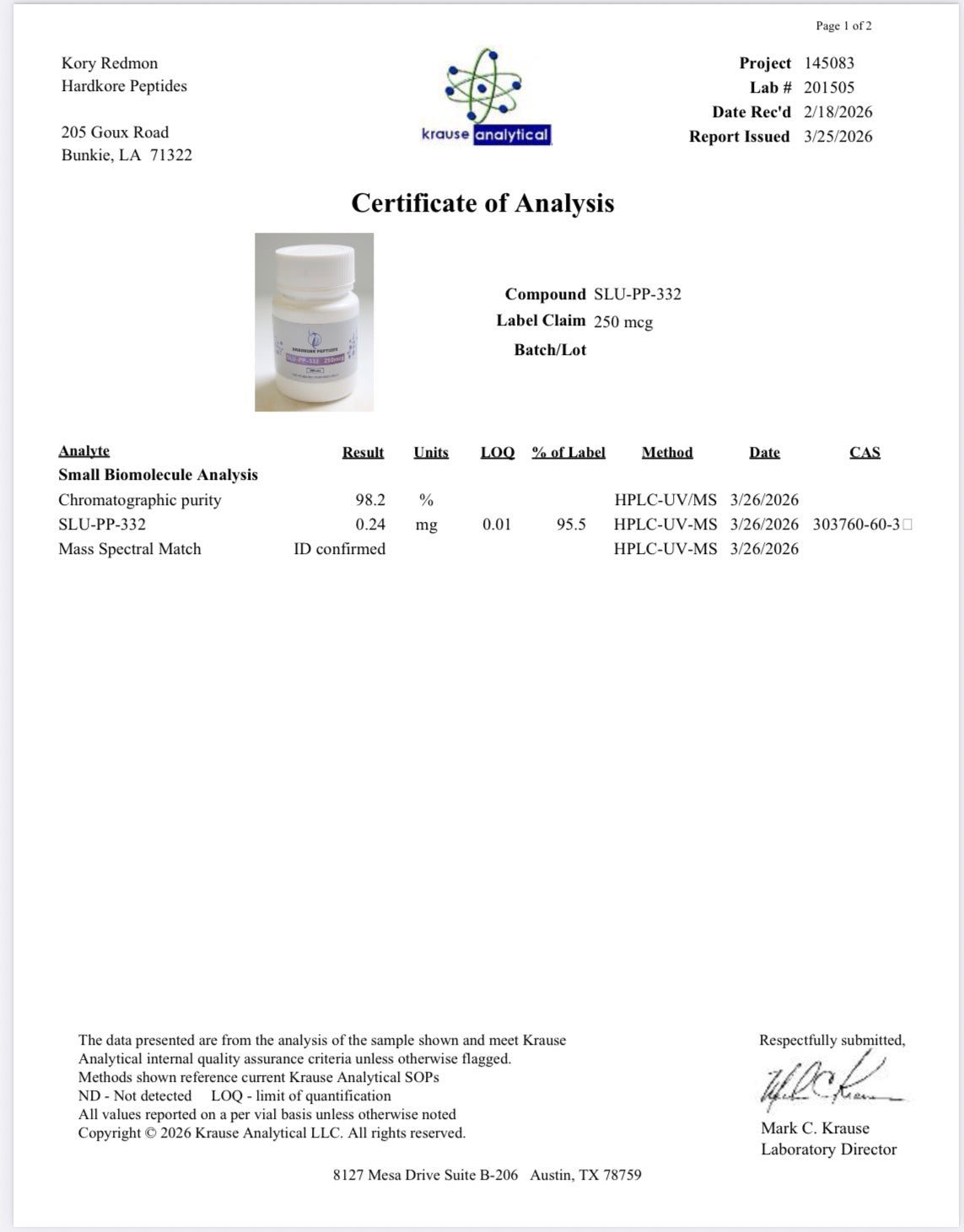 SLU-PP-332 250MCG 100 units